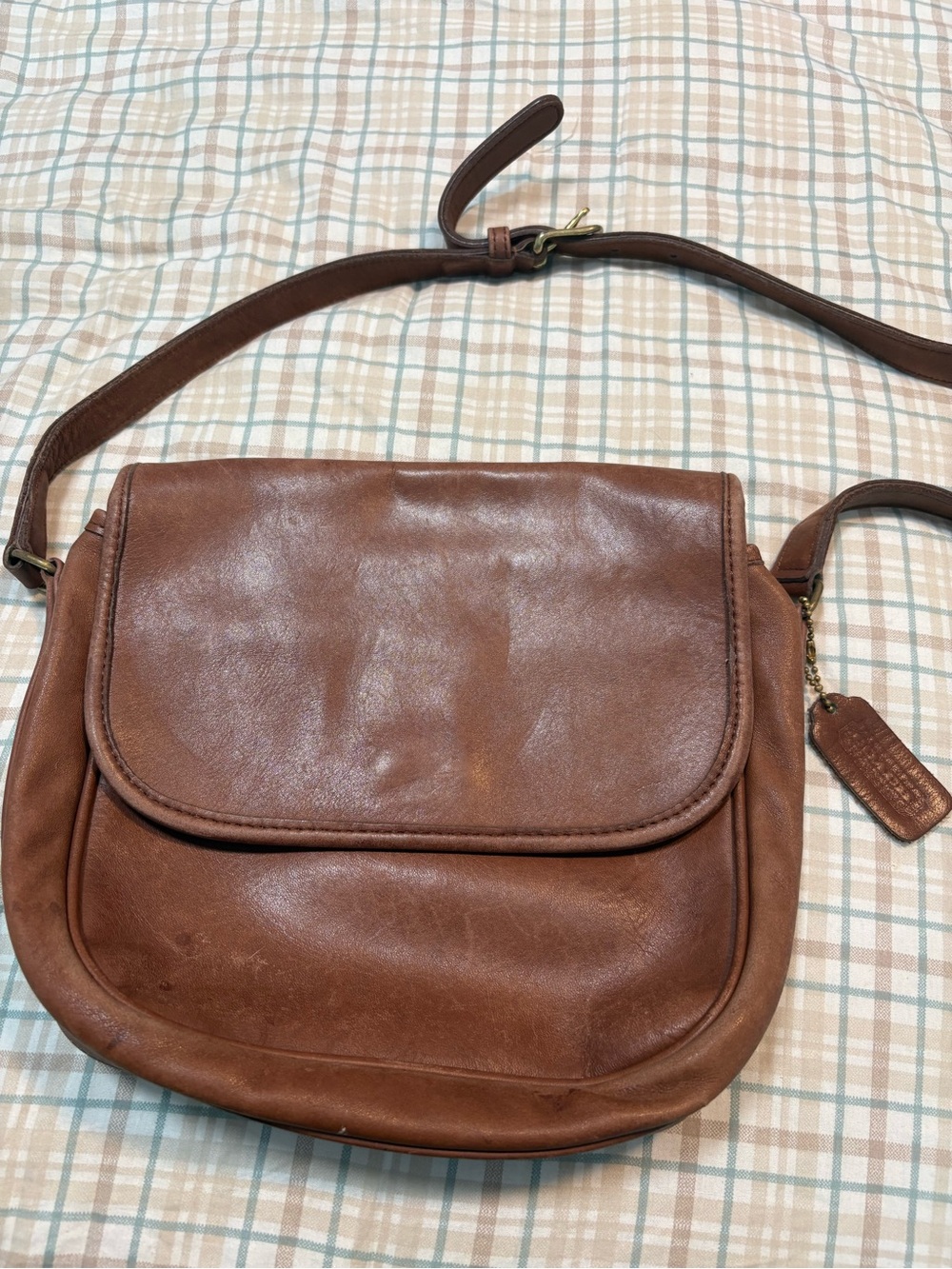 Vintage Coach 9870 Leather Crossbody Shoulder Bag Brown USA Hangtag